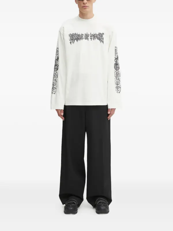 VETEMENTS graphic-print long-sleeve T-shirt | Neutrals | FARFETCH