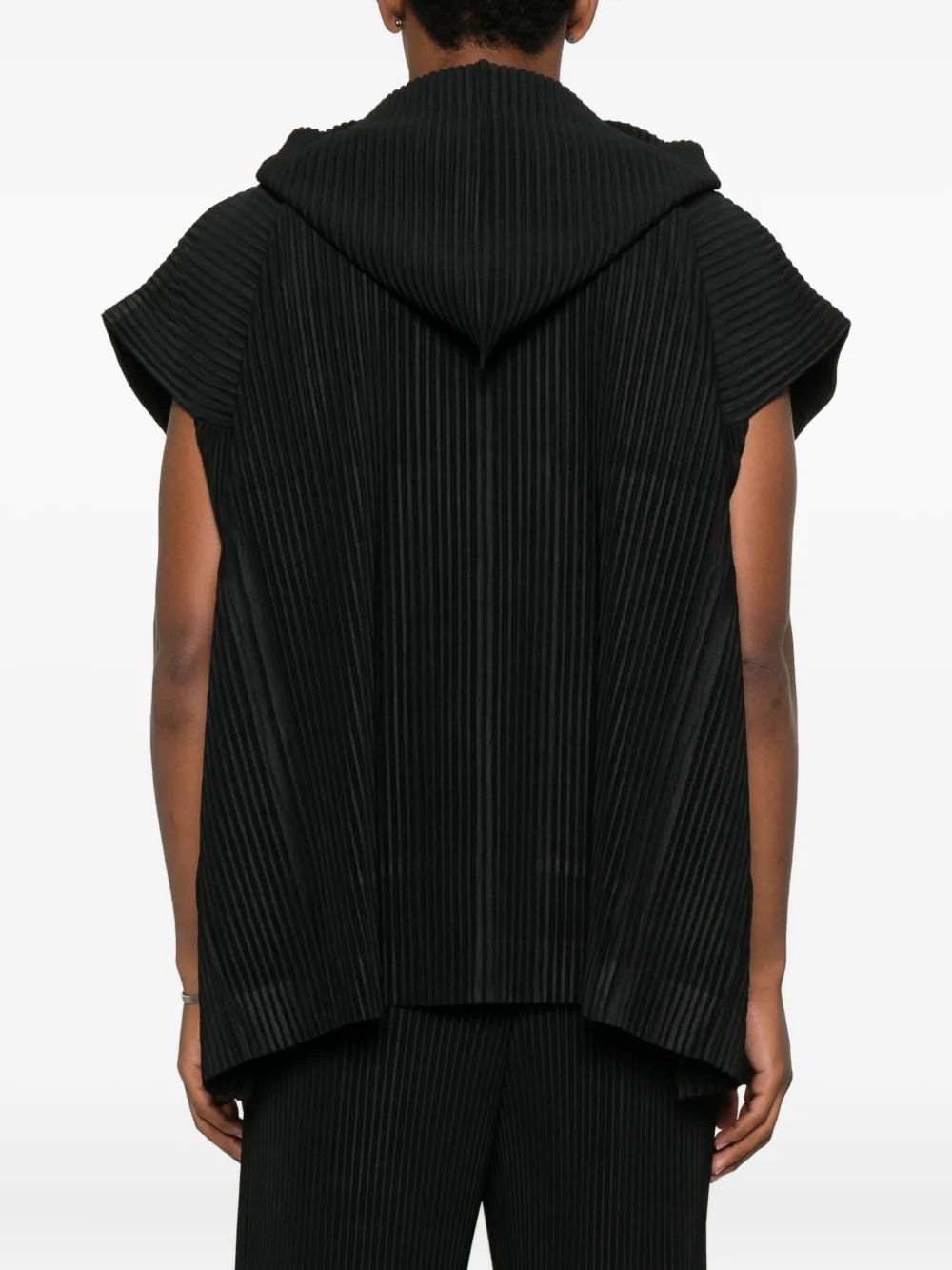 Homme Plissé Issey Miyake Geplooide bodywarmer met capuchon Zwart