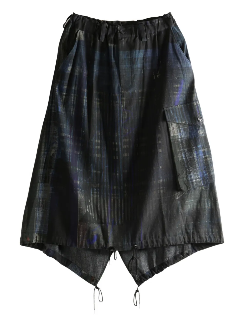 Y's patchwork pocket midi skirt - ブルー Y's patchwork pocket midi skirt - ブルー