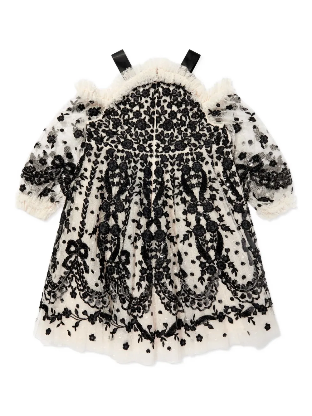 NEEDLE & THREAD KIDS embroidered sequin-detail dress - Bianco