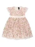 NEEDLE & THREAD KIDS embroidered ruffle dress - Pink