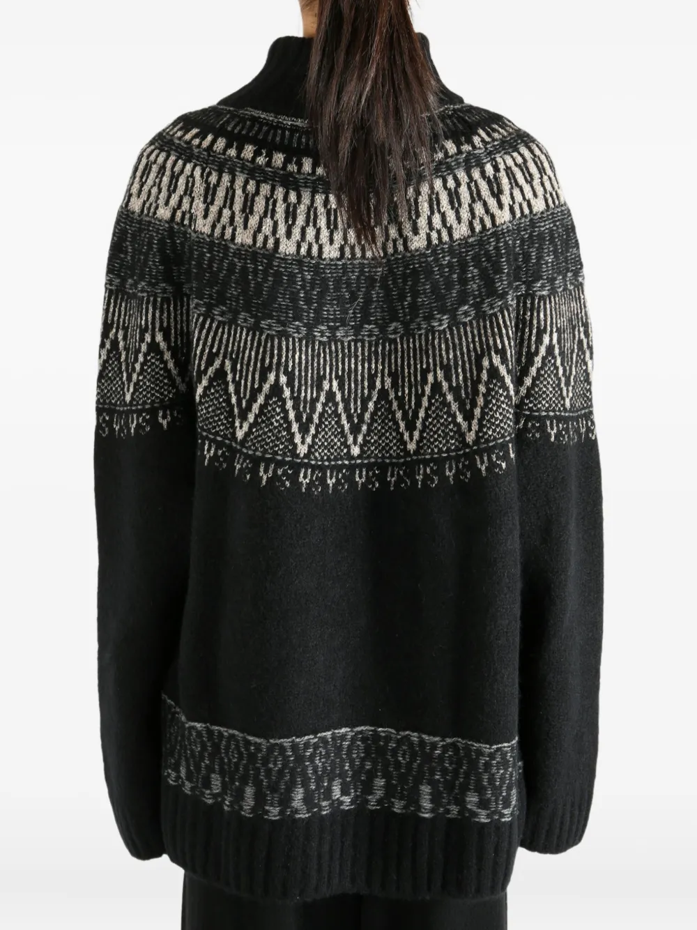 Y's fairisle high-neck sweater Zwart