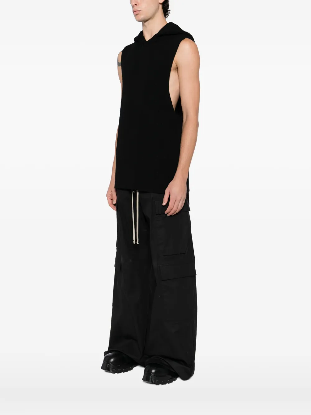 Rick Owens Hooded Tank In Black