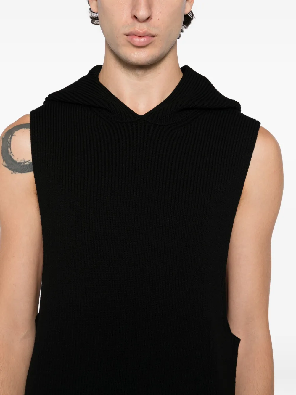 Rick Owens Hooded Tank In Black