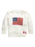 POLO RALPH LAUREN KIDS flag-intarsia sweater - White