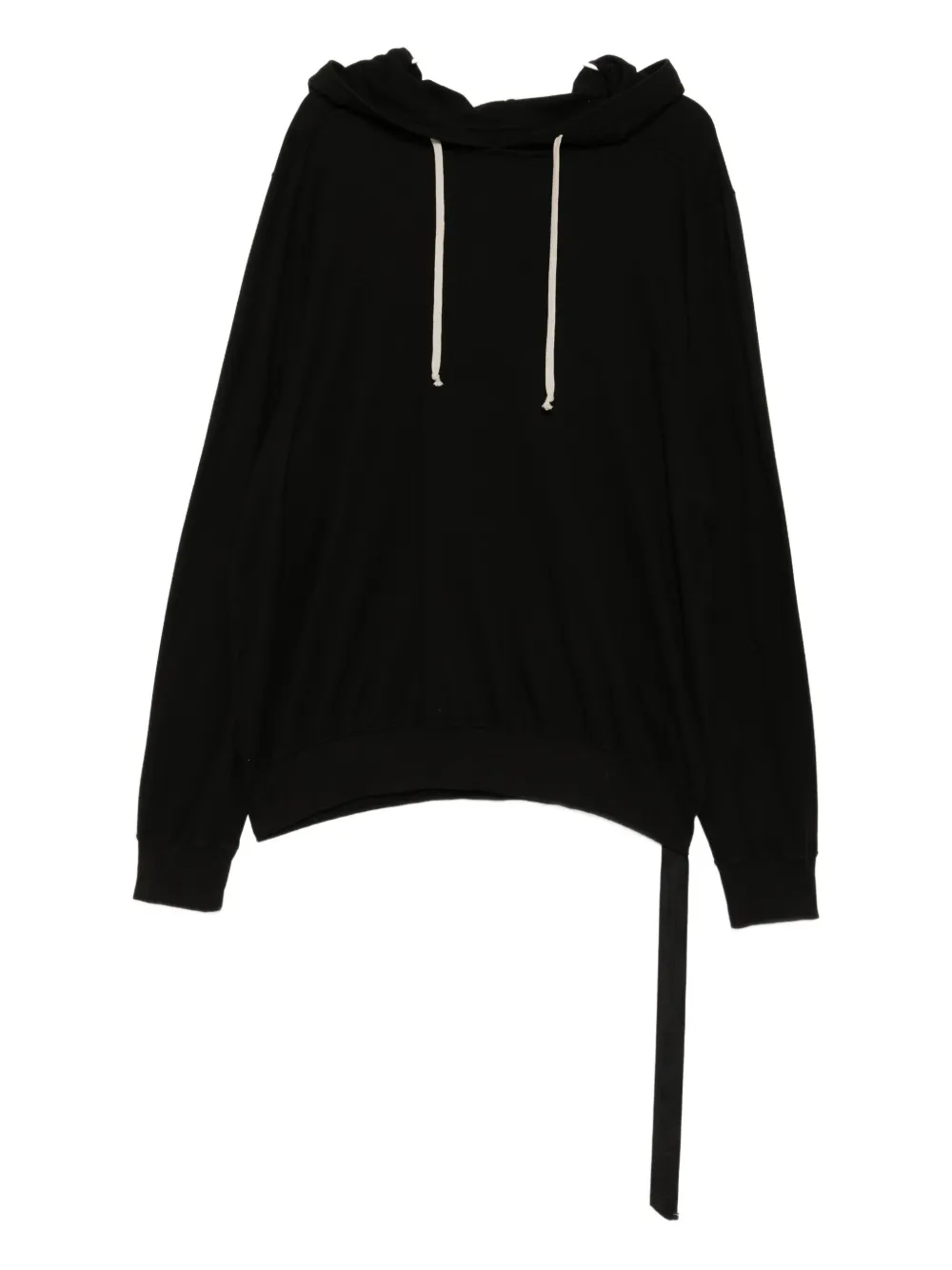 Rick Owens Drkshdw Drawstring Hood Sweatshirt Ribbed Cuffs In Black
