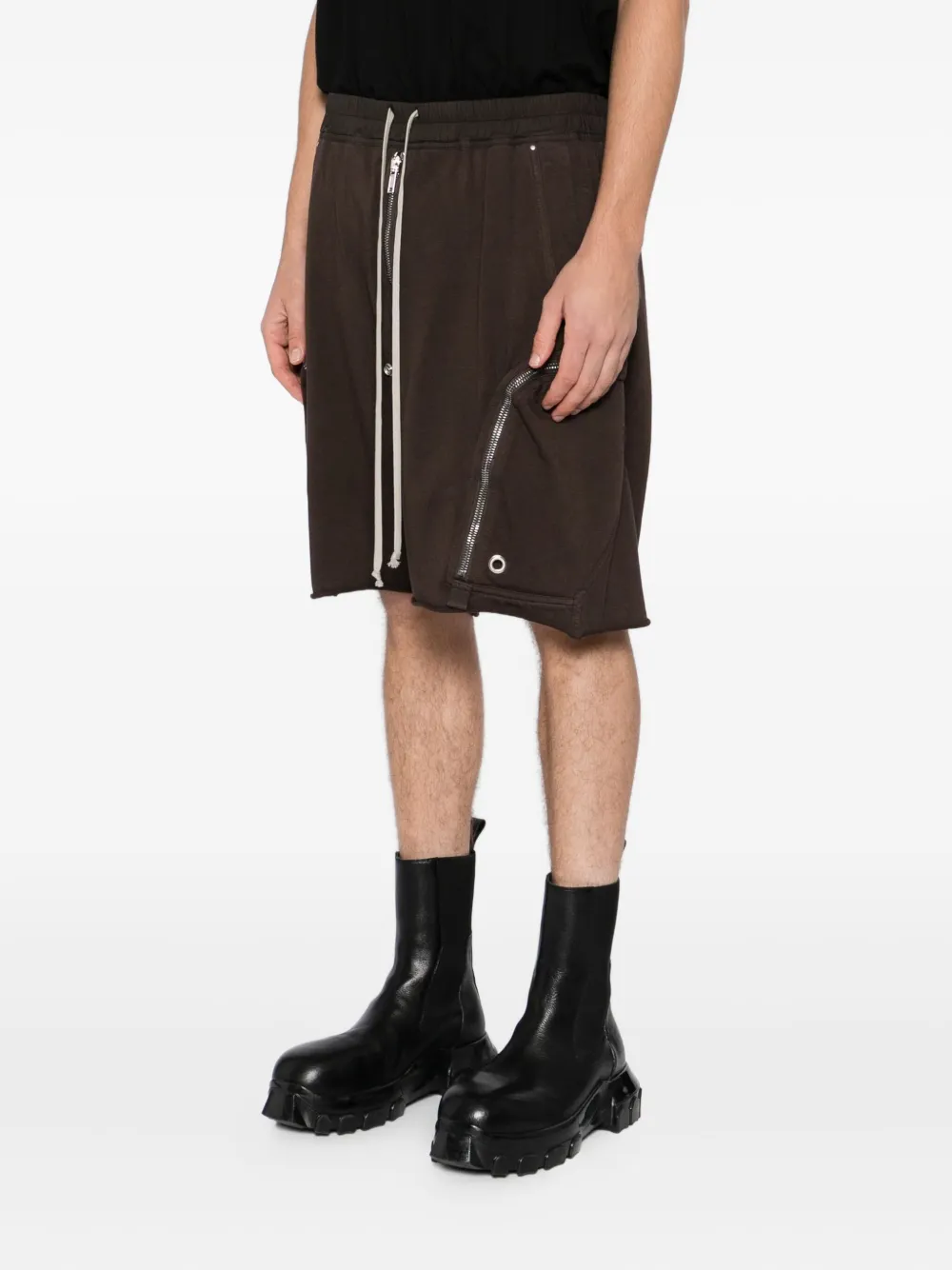 Rick Owens Drkshdw Eyelet-embellished Cotton Shorts In Brown