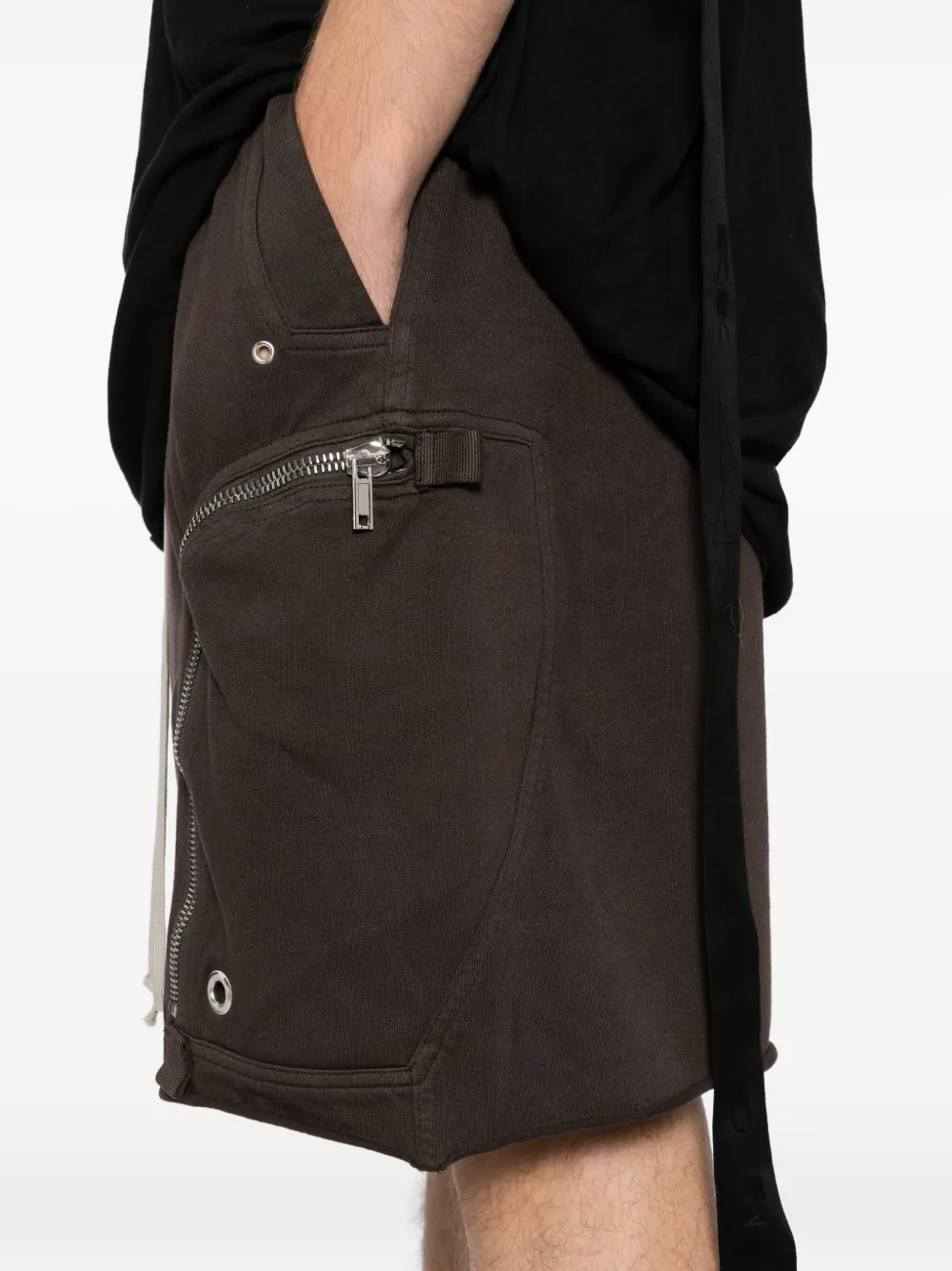 Rick Owens Drkshdw Eyelet-embellished Cotton Shorts In Brown