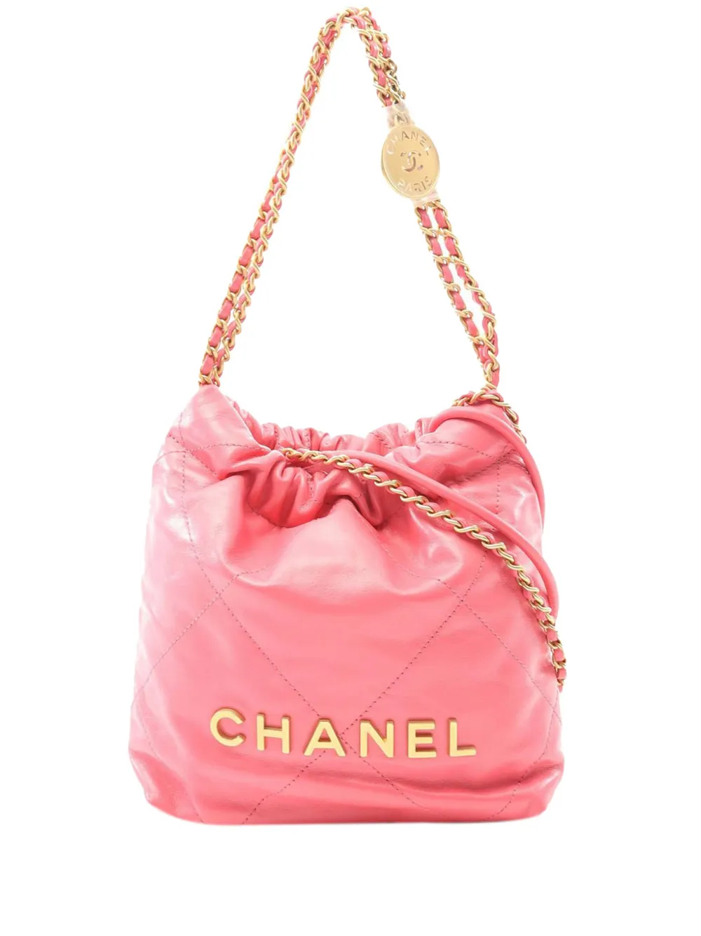CHANEL Pre-Owned 2021-2025 Mini Shiny Calfskin Rainbow Hardware 22 Handbag satchel | Multicolour | Image 1