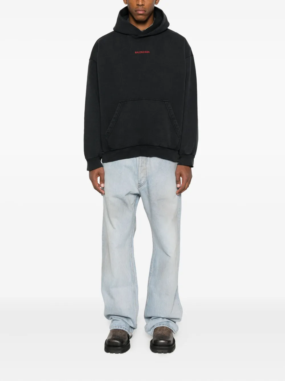 Balenciaga Hoodie met geborduurd logo Zwart