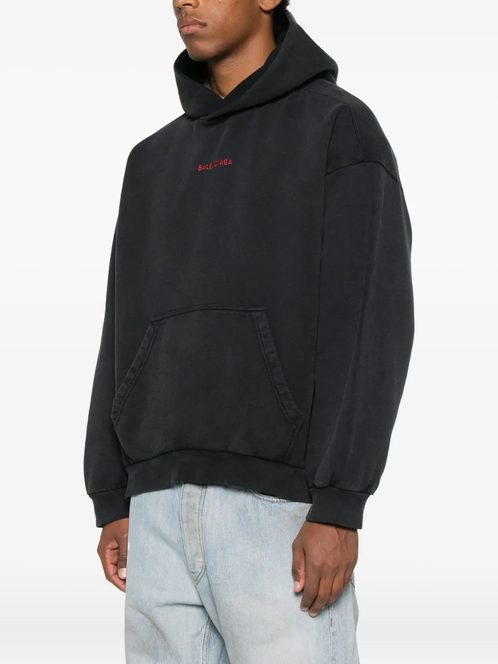 Balenciaga Hoodie met geborduurd logo Zwart