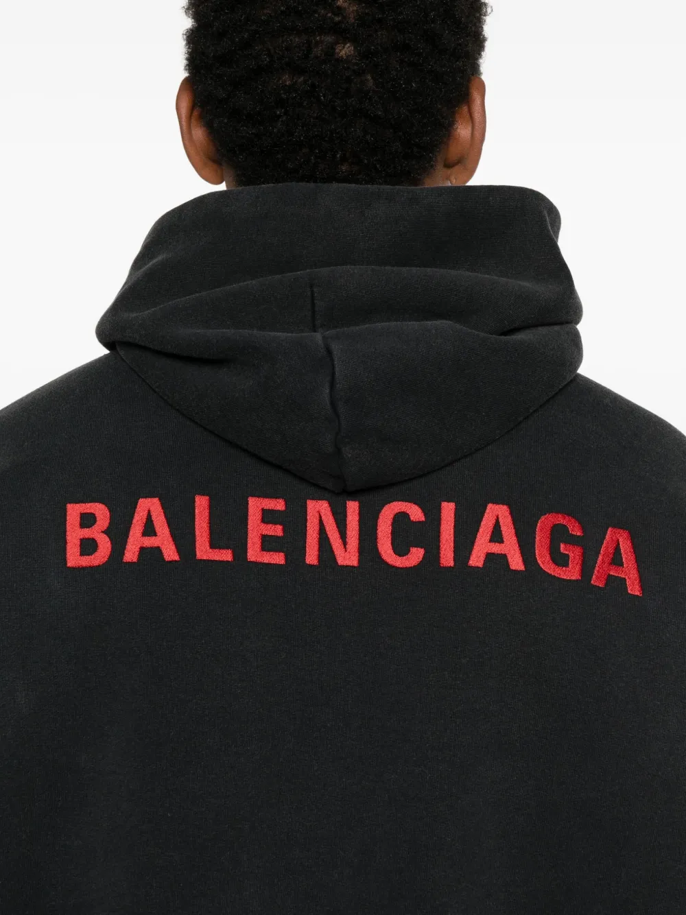 Balenciaga Hoodie met geborduurd logo Zwart