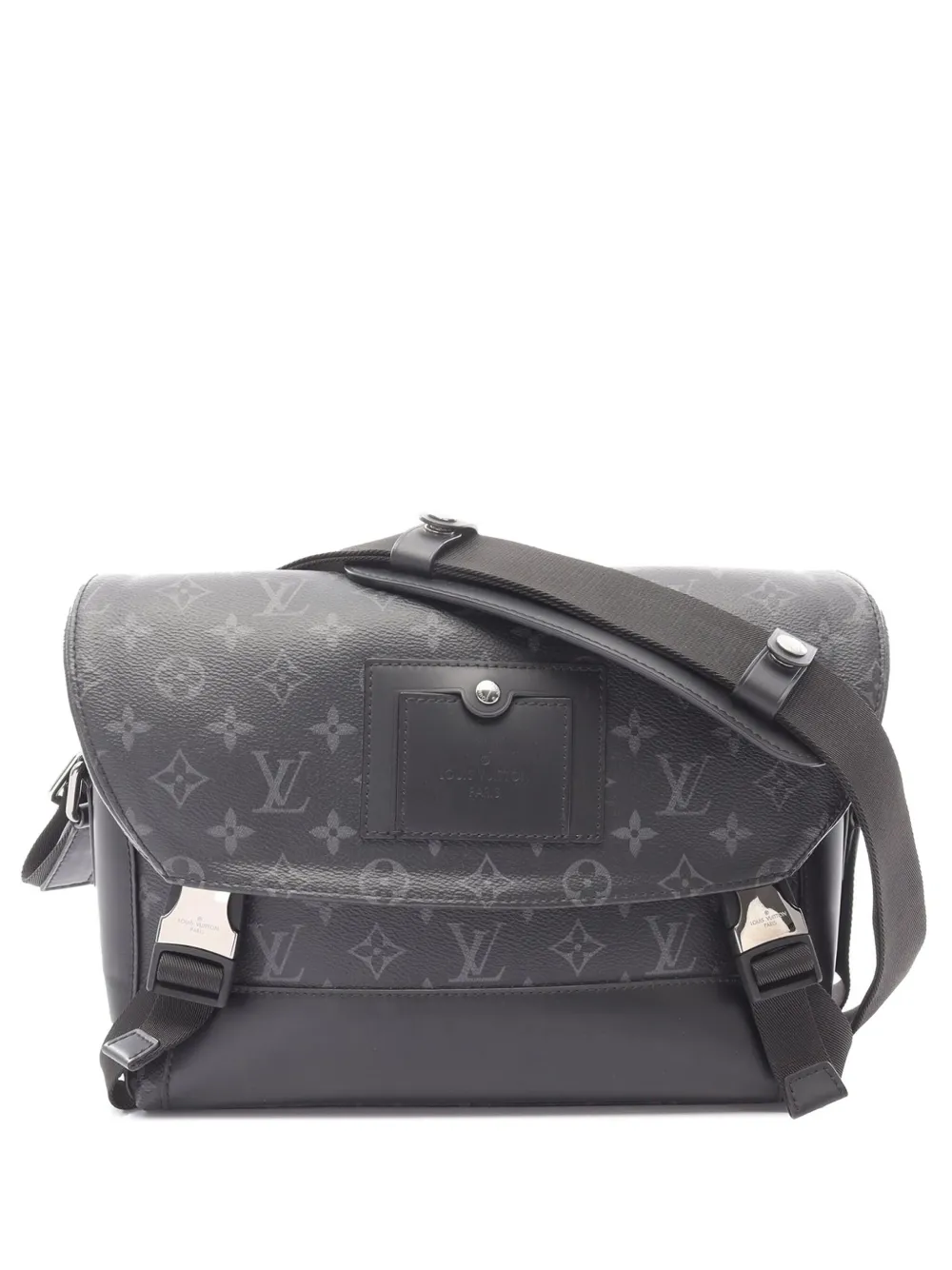 Pre-owned Louis Vuitton 2020 Monogram Eclipse Voyager Pm Crossbody Bag In Black