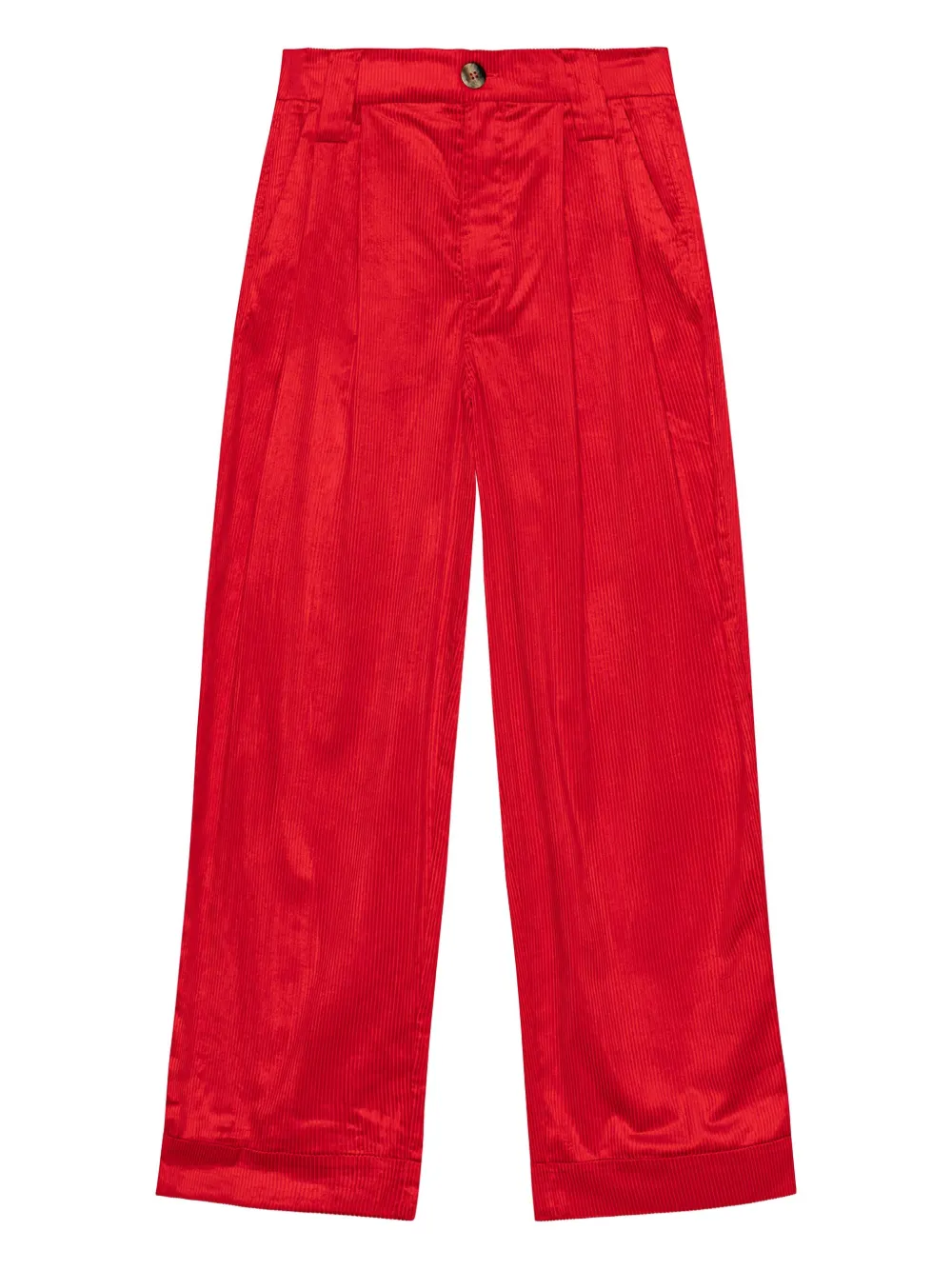 GANNI Pantaloni a coste con pieghe - Rosso