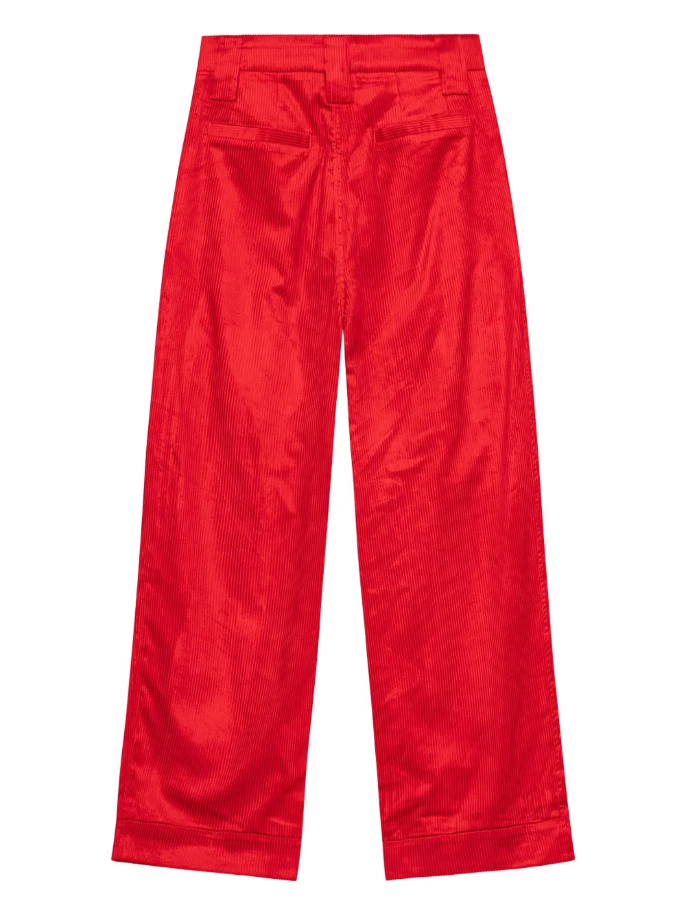 GANNI Ribfluwelen plooibroek Rood
