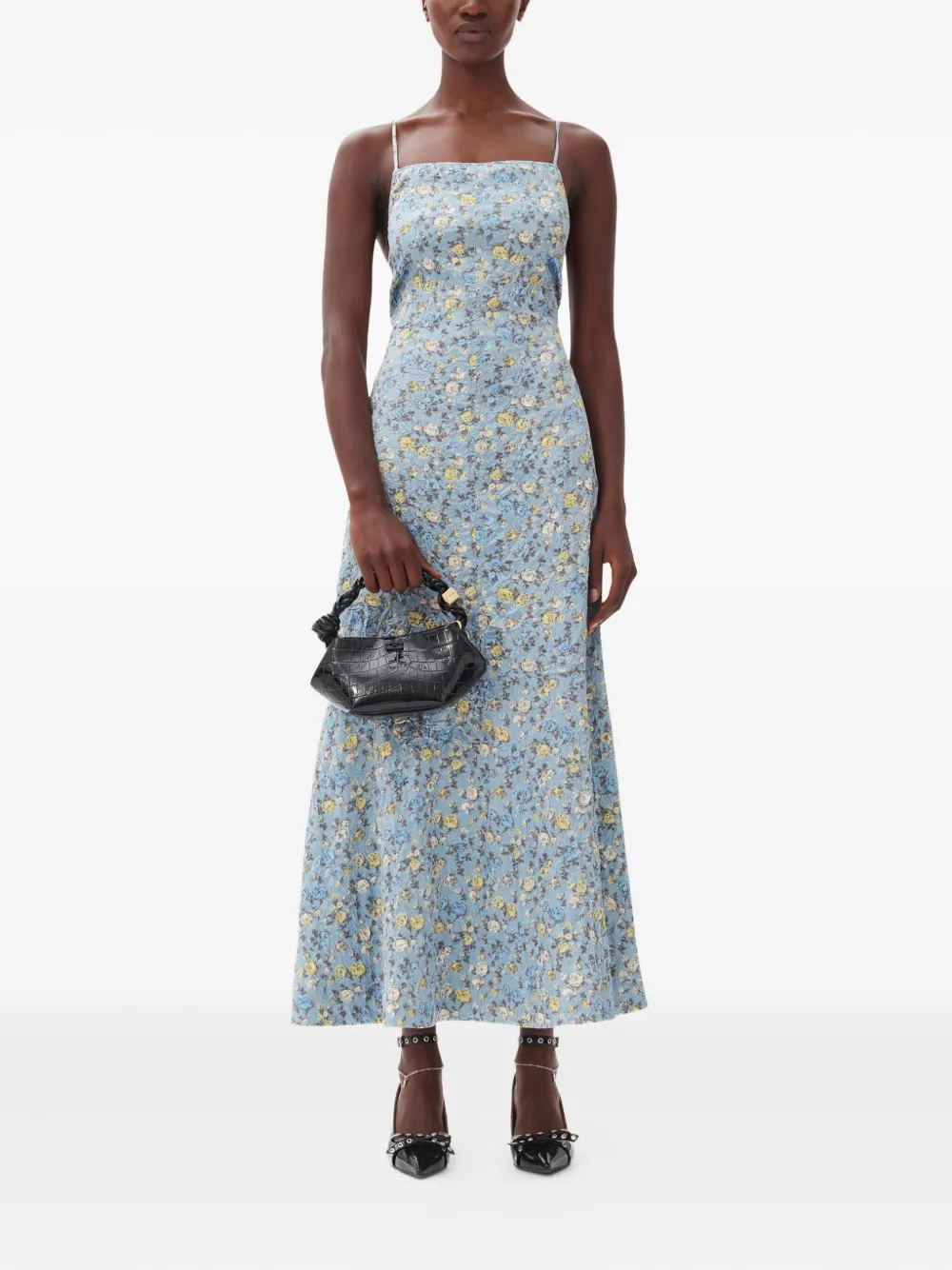 GANNI Jurk met bloemenprint - Blauw