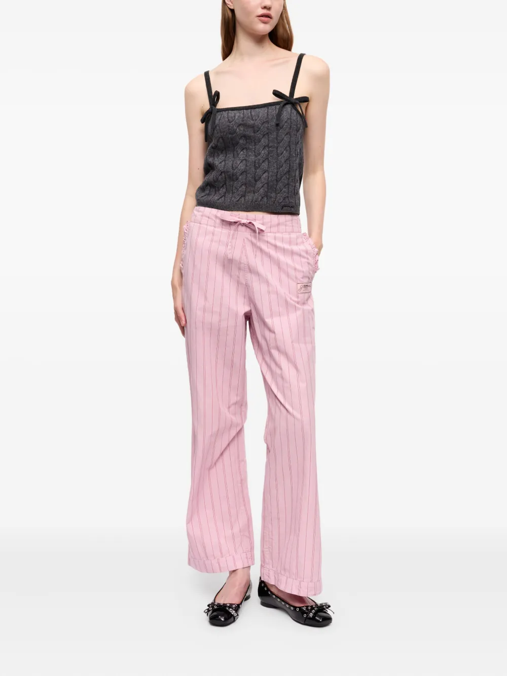 GANNI pinstriped trousers - Roze