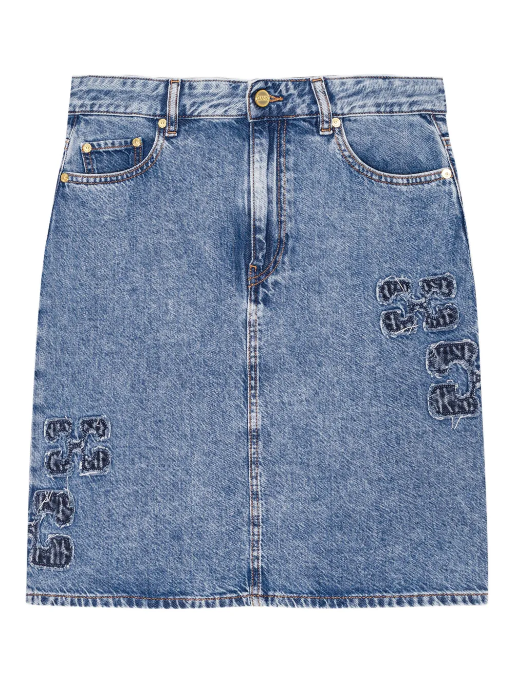 GANNI button-fastening denim skirt - Blu