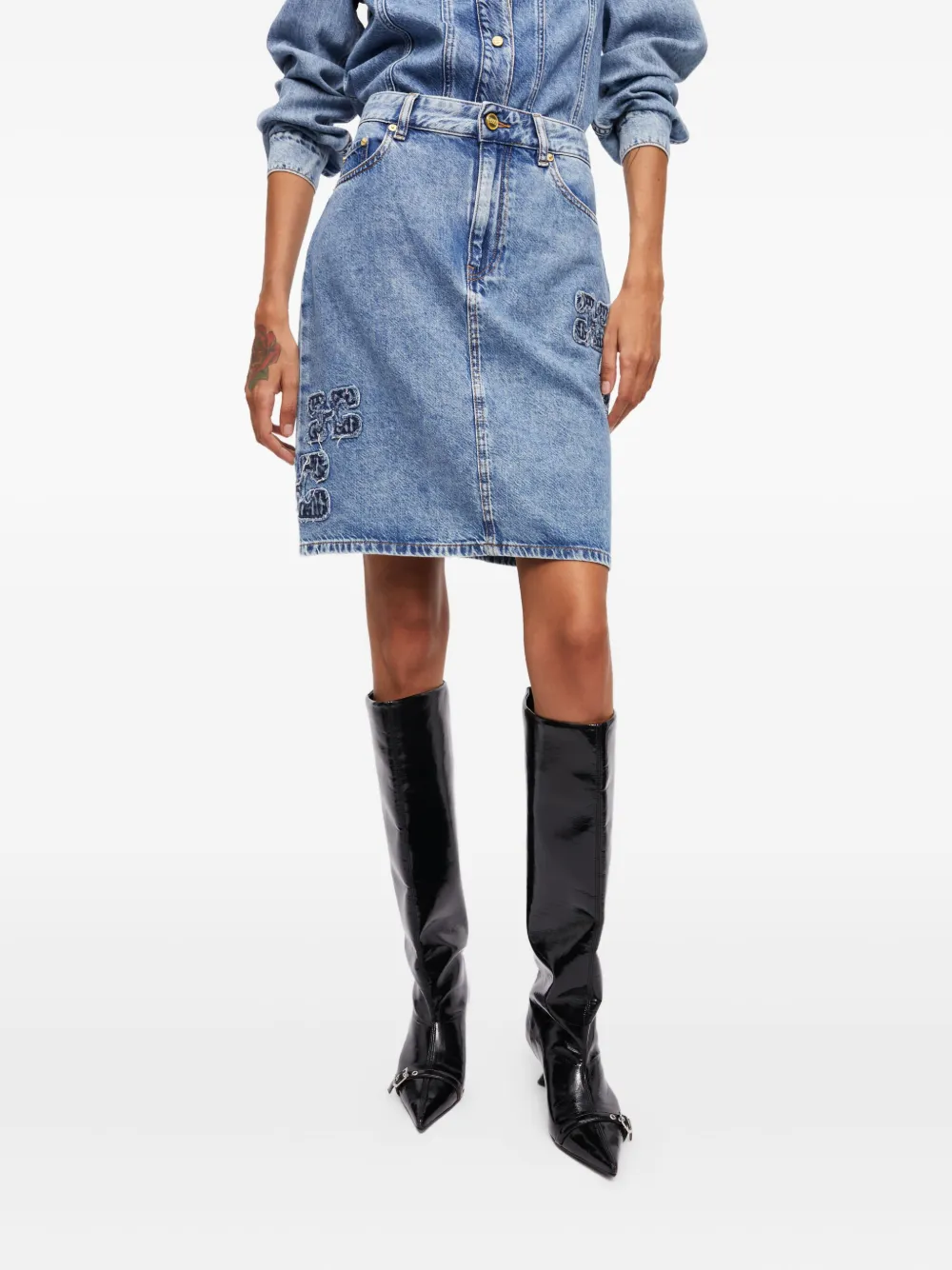 GANNI Linnen rok Blauw