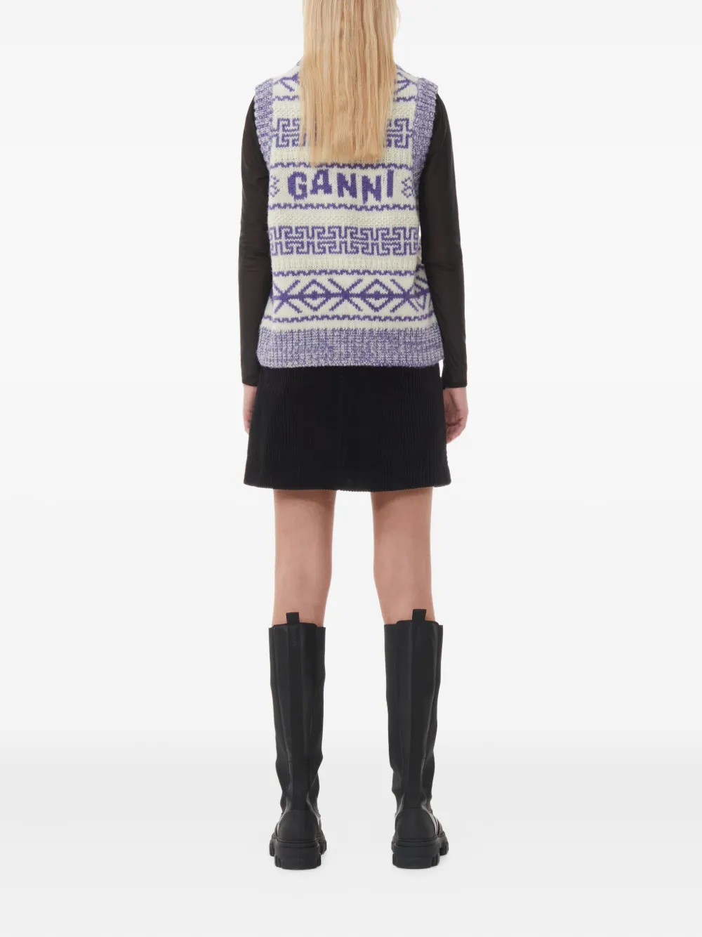 GANNI Ribfluwelen mini-rok - Zwart