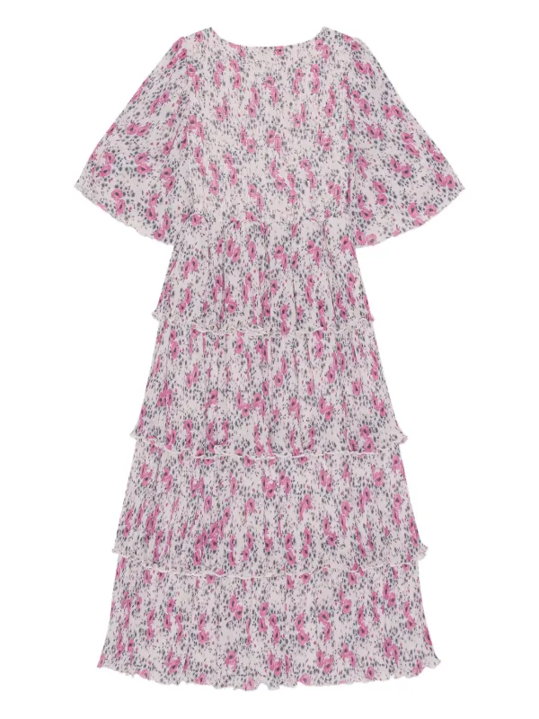 ganni pink pleated dress Ganni Pleated Satin Dress