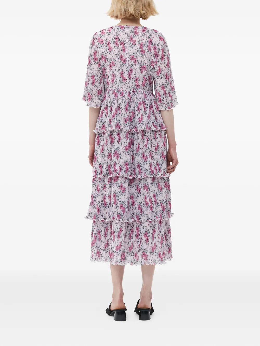 GANNI Midi-jurk met bloemenprint Wit