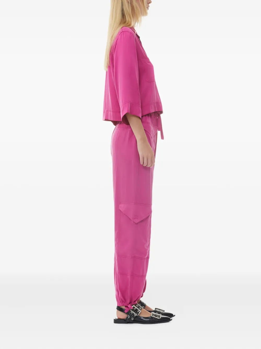 GANNI Cargo broek met trekkoord - Roze