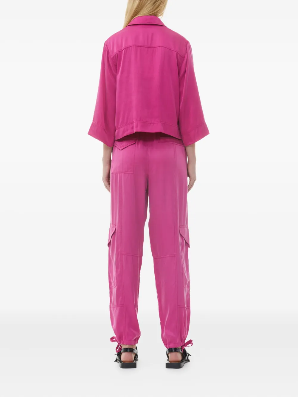 GANNI Cargo broek met trekkoord Roze