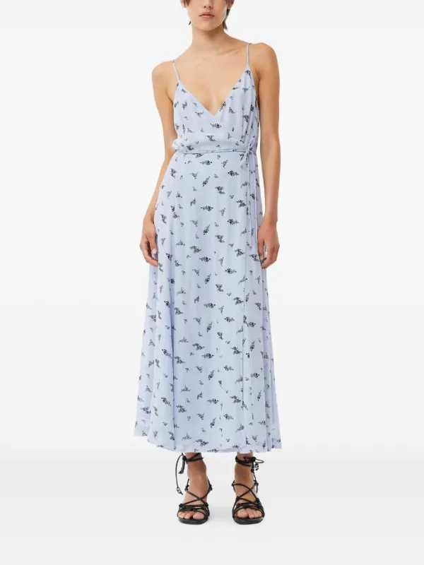 ganni blue floral wrap dress GANNI Blue Floral Dress main image 1