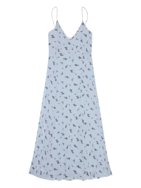 GANNI vestido cruzado con estampado floral
