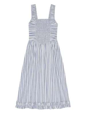 ganni blue gingham dress lace-trimmed | A-Line Black Satin Evening Take this checked midi one shouldered dress Dress's Color:79#-Navy blue