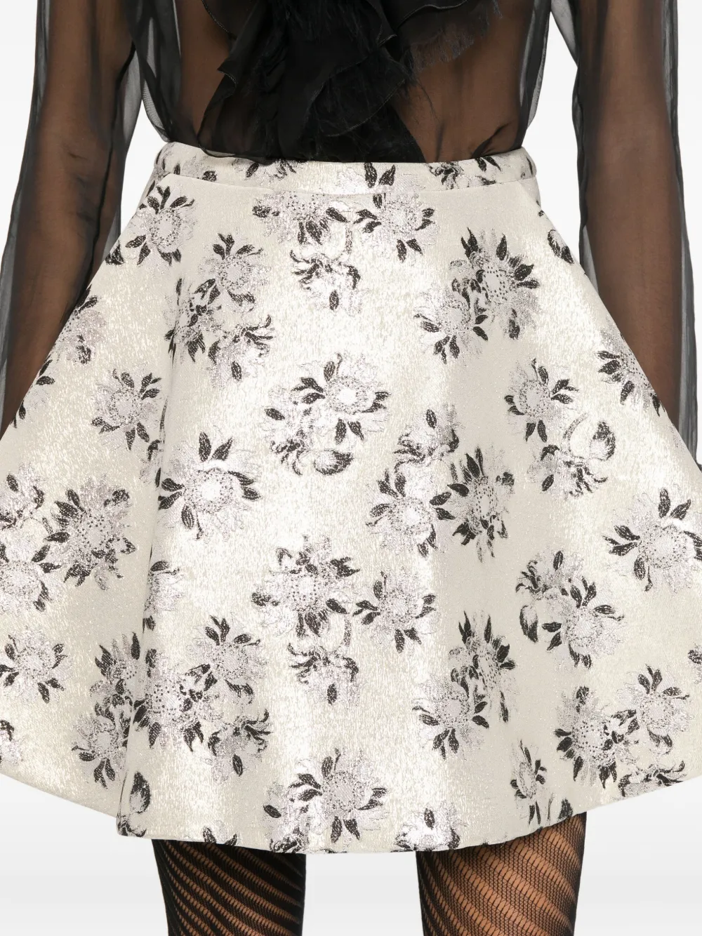 Alexander Mcqueen Mcqueen Floral Brocade Miniskirt In Neutral