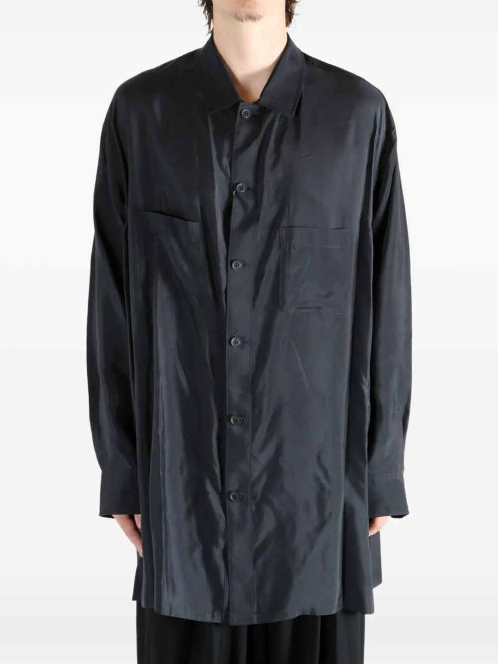 Yohji Yamamoto Overhemd met dubbele zak Zwart