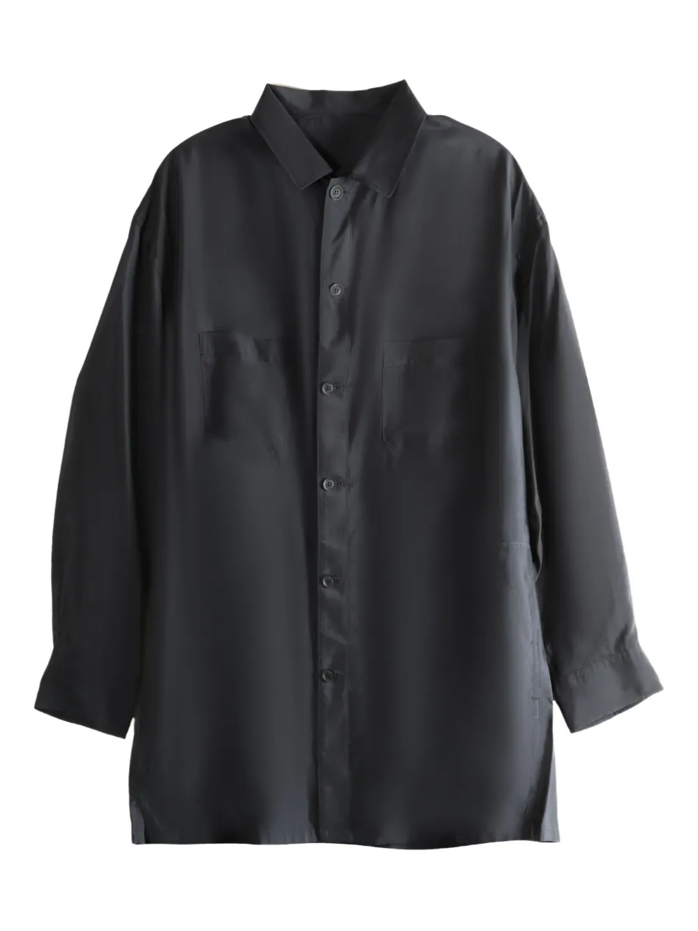 Yohji Yamamoto double-pocket cupro shirt | Black | Image 1