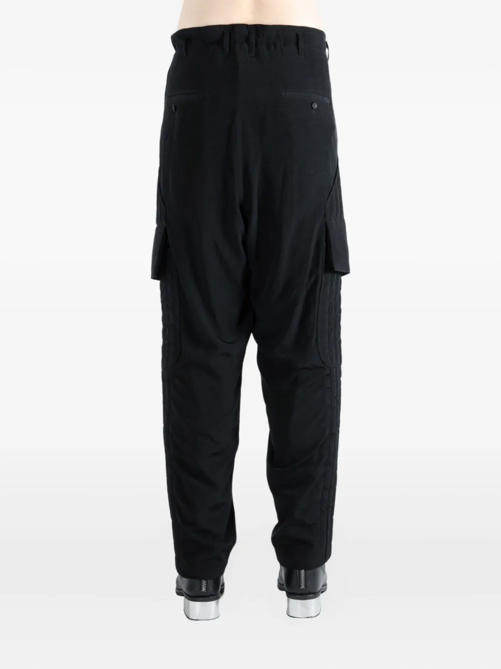 Yohji Yamamoto Quilted Cargo Trousers In Black