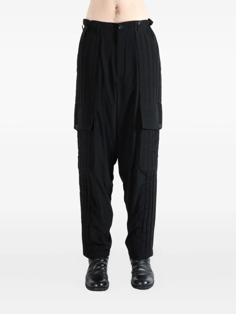 Yohji Yamamoto Gewatteerde cargo broek - Zwart