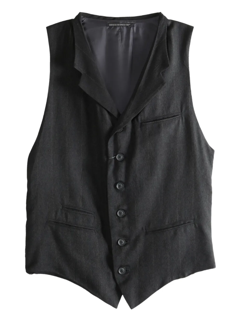 Yohji Yamamoto فيست بأزرار وخطوط رفيعة | أسود | Image 1