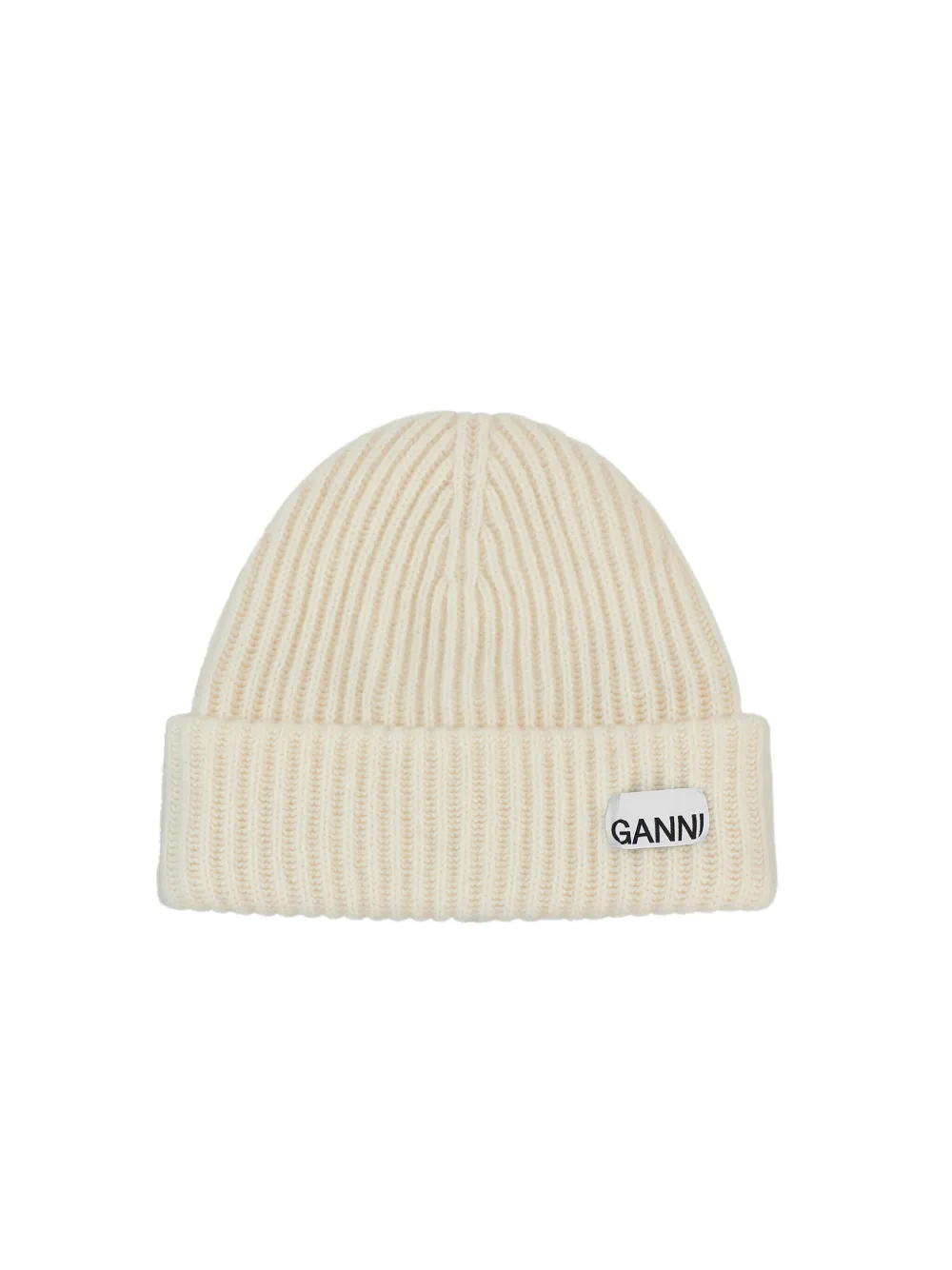 GANNI ribbed beanie hat - Beige