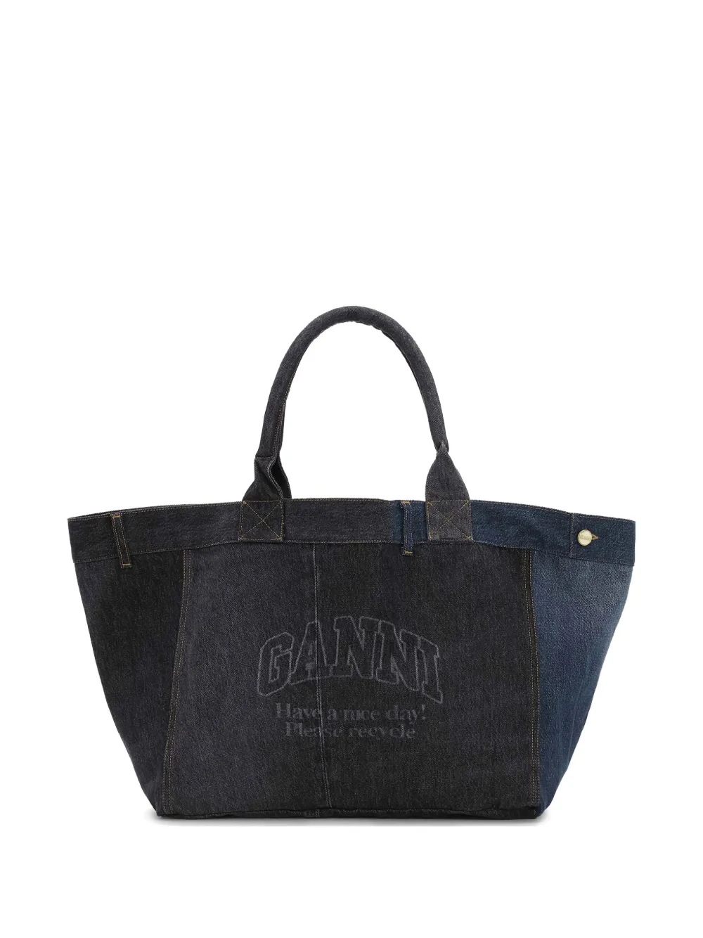 GANNI patchwork denim tote bag - Blu