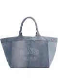 GANNI patchwork denim tote bag - Blue