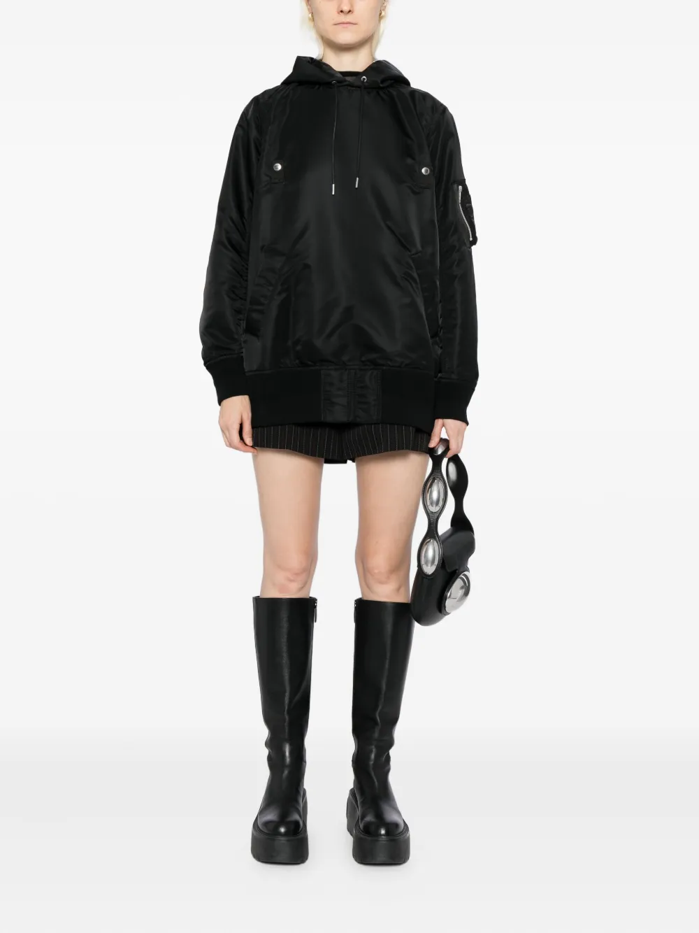 Sacai Hoodie met rits - Zwart