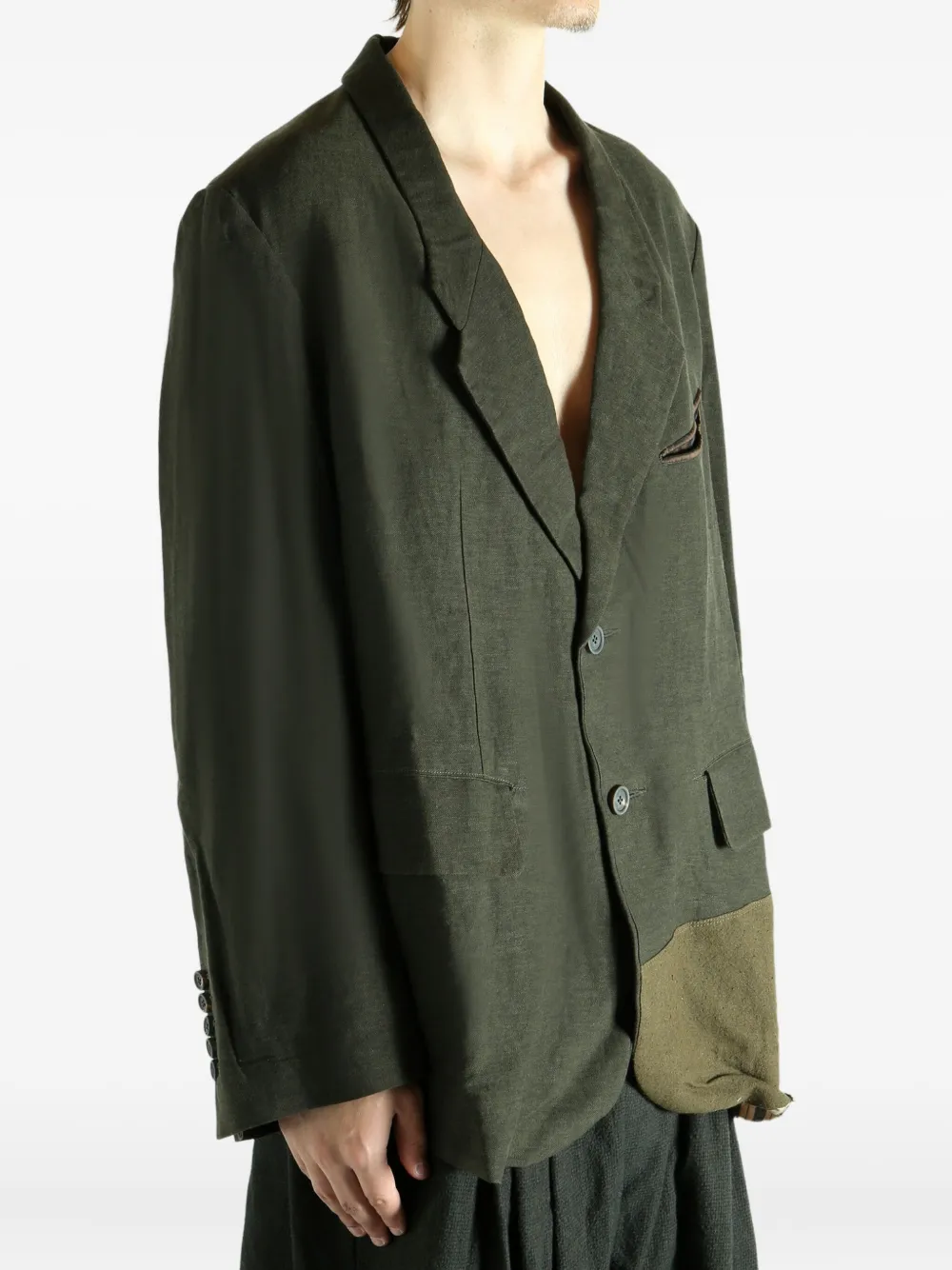 Ziggy Chen Panelled Blazer In Green