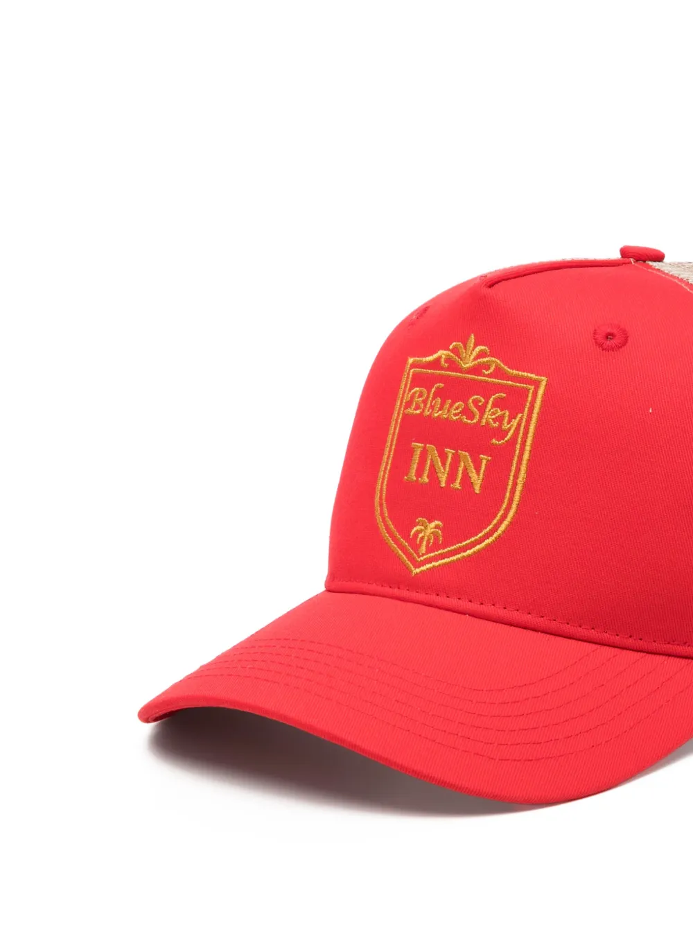 Blue Sky Inn Logo-embroidered Mesh-back Trucker Cap In Red