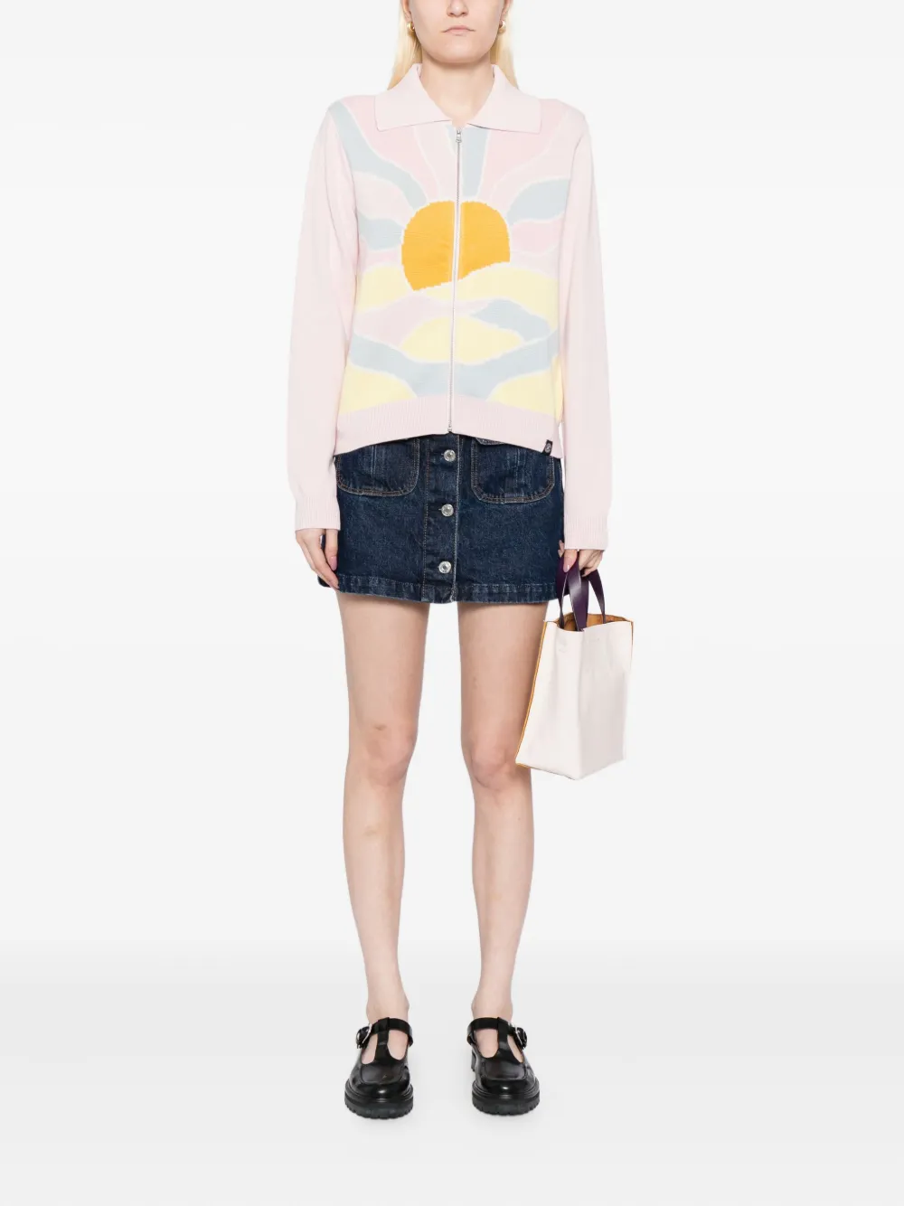 Sport B. By Agnès B. Sunset Graphic Cardigan In Pink