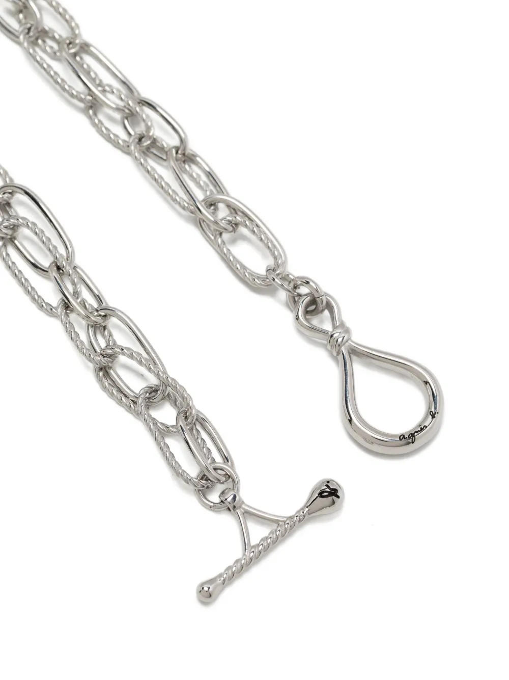 Agnès B. Anchor Knot Twist Hoops Necklace In Metallic