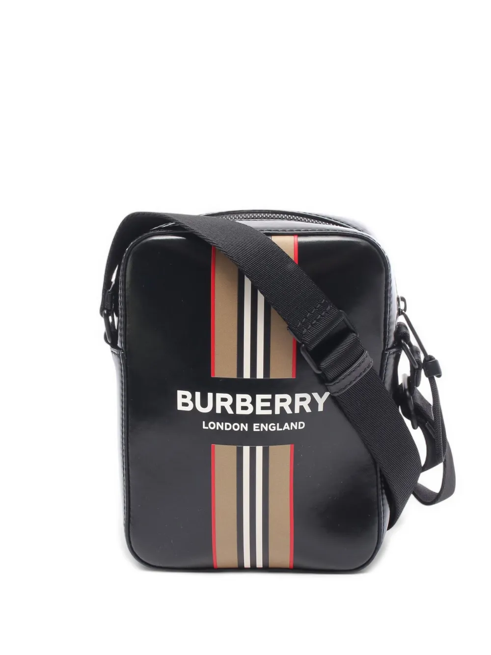 Burberry Pre-Owned 2018-2025 Coated Canvas Striped Thornton crossbody bag | Black | Image 1