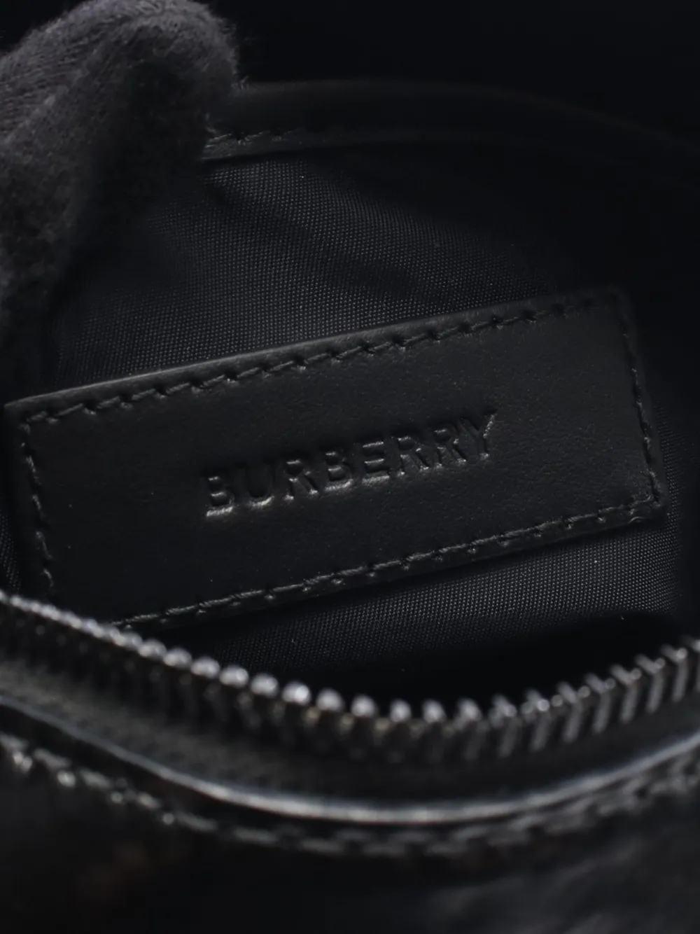 Pre-owned Burberry 2018-2025 Coated Canvas Striped Thornton Crossbody Bag In Black