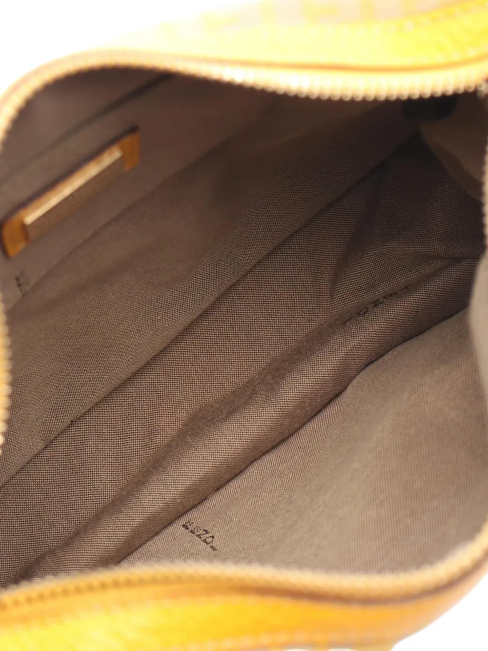 Pre-owned Fendi 2000-2010 Zucchino Canvas F Charm Crossbody Bag In Brown