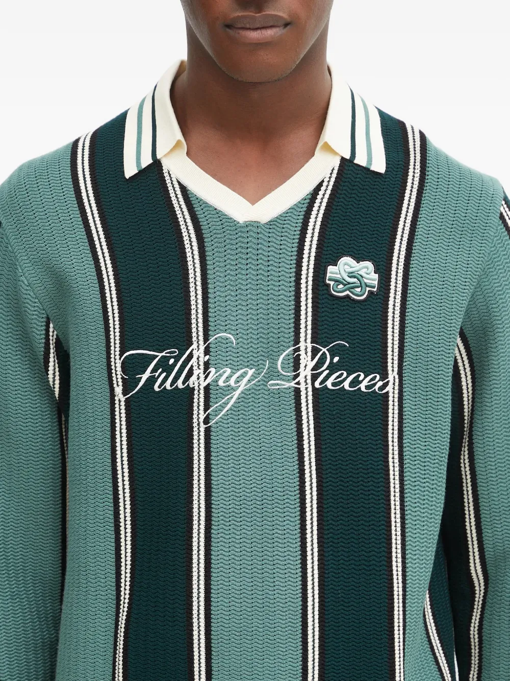 Filling Pieces Football jersey gestreepte sweater Groen