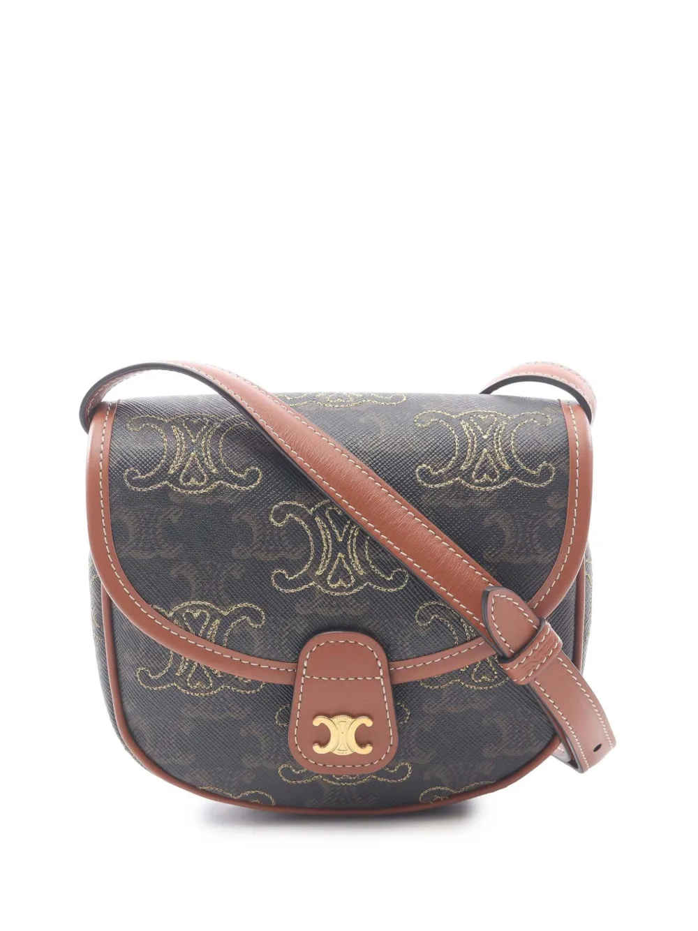 Celine Pre-Owned 2018-2025 Mini Triomphe Coated Canvas Embroidered Triomphe Heart Besace crossbody bag | Brown | Image 1